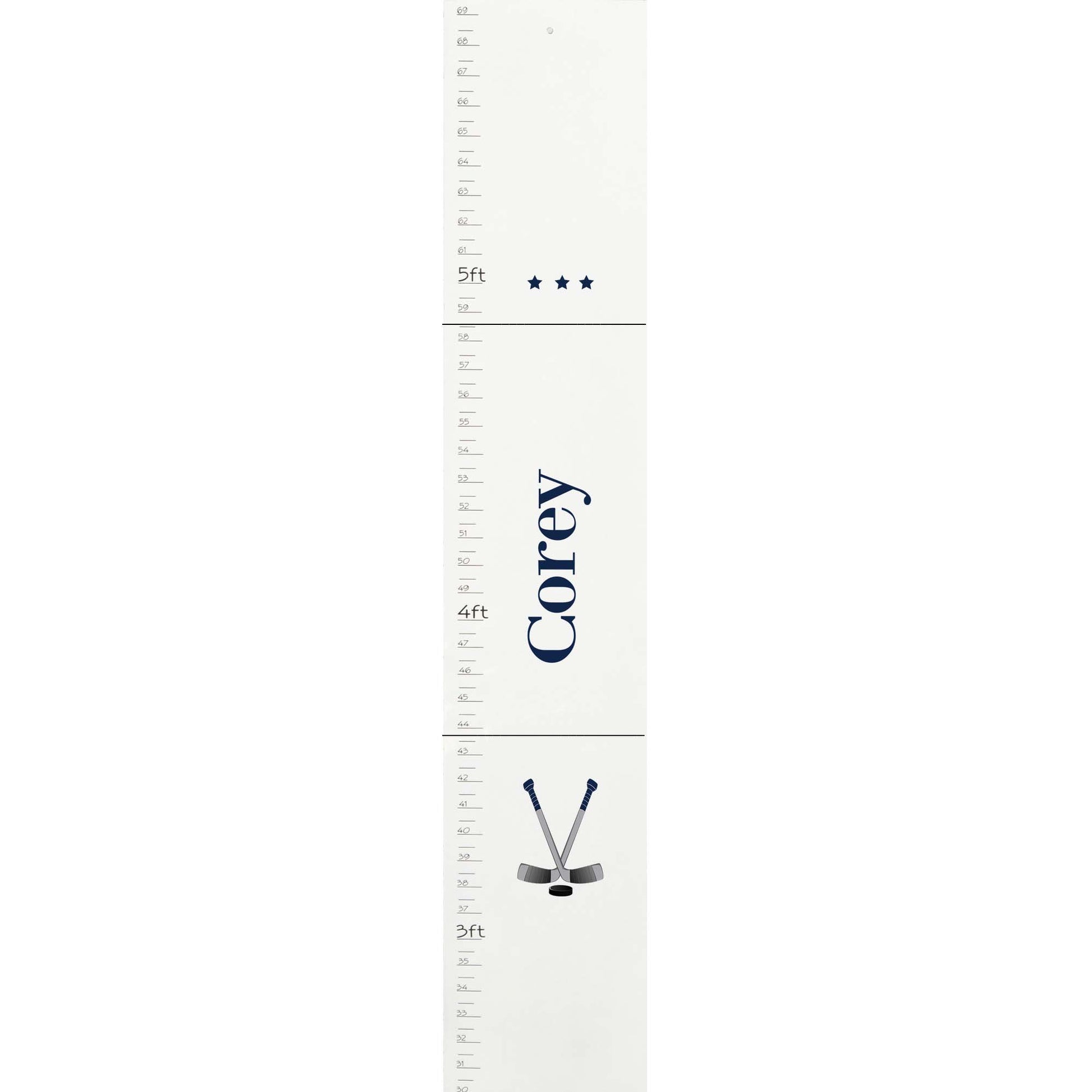 Personalized White Growth Chart With Field Hockey Design