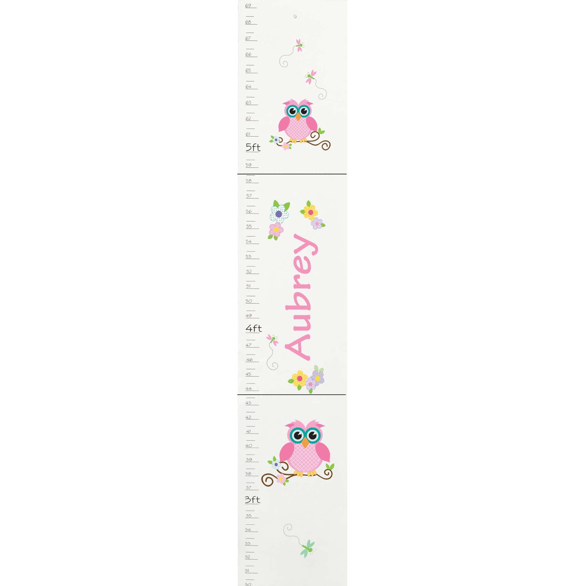 Personalized White Growth Chart With Gray Owl Design