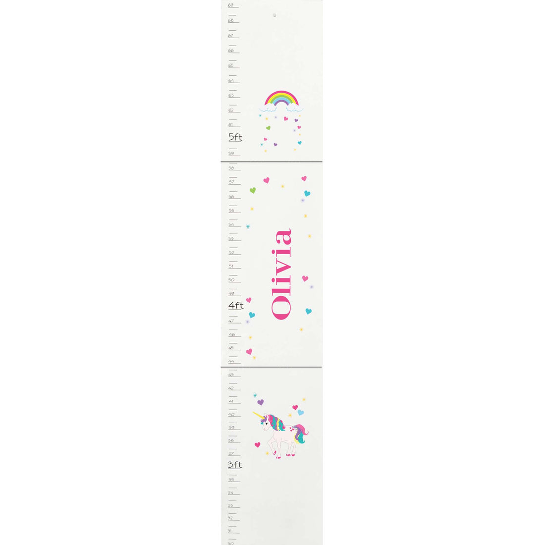 Personalized White Growth Chart With Unicorn Design