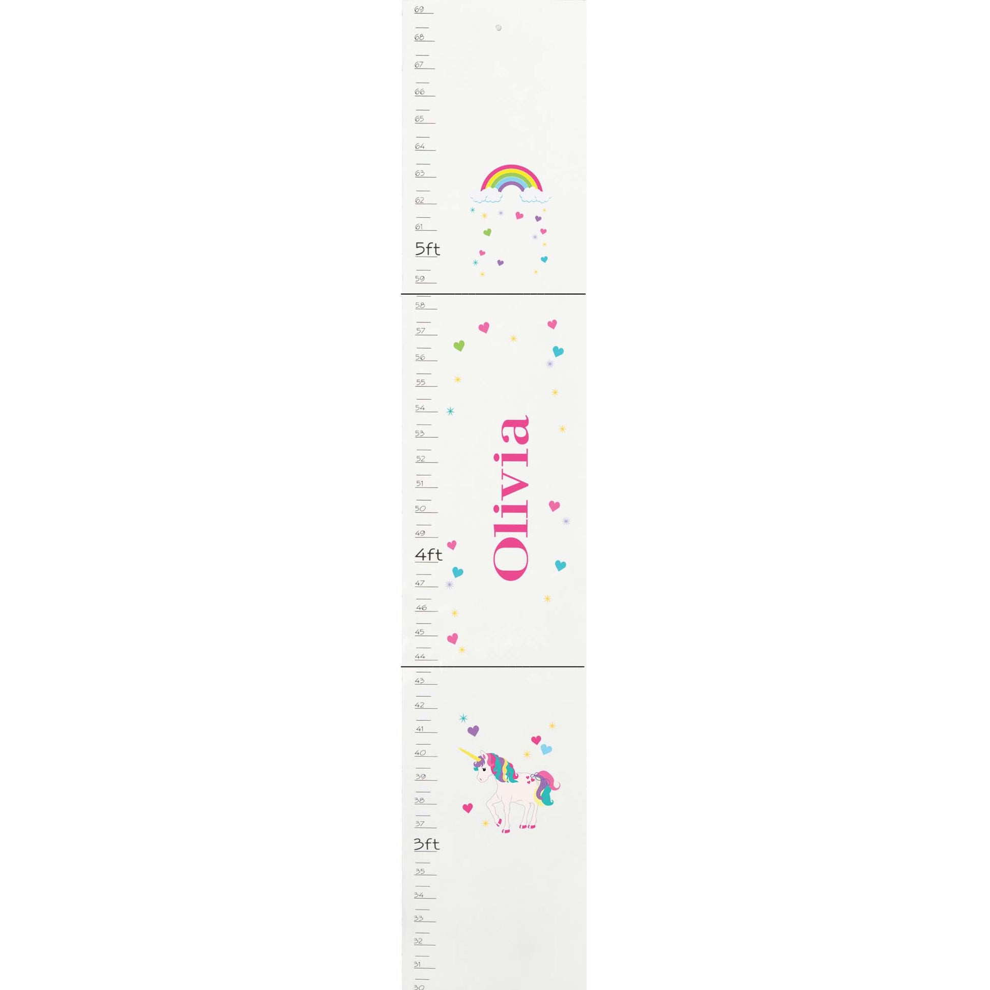 Personalized White Growth Chart With Pink Ladybug Design