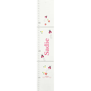 Personalized White Growth Chart With Pink Ladybug Design