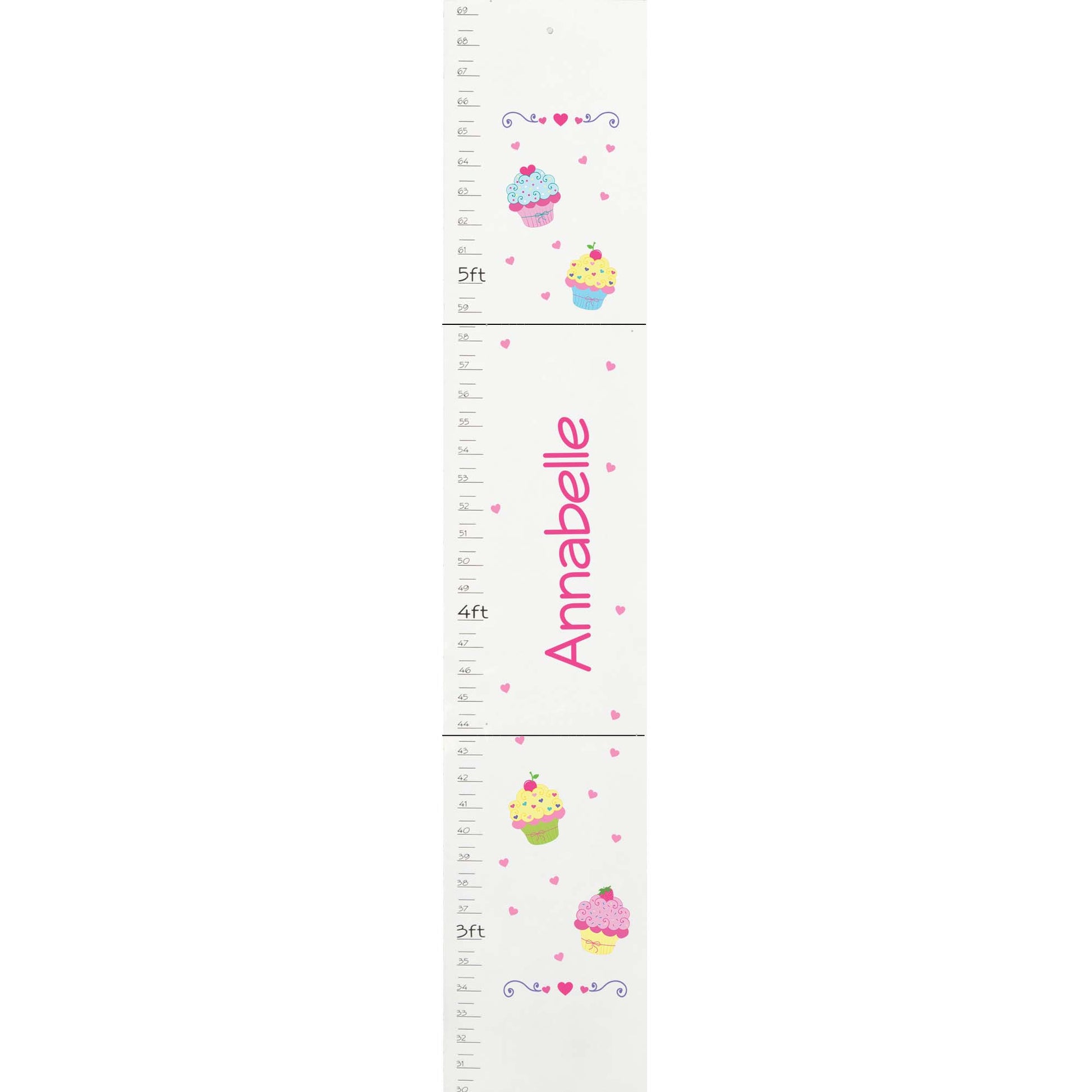 Personalized White Growth Chart With Navy Pink Floral Garland Design