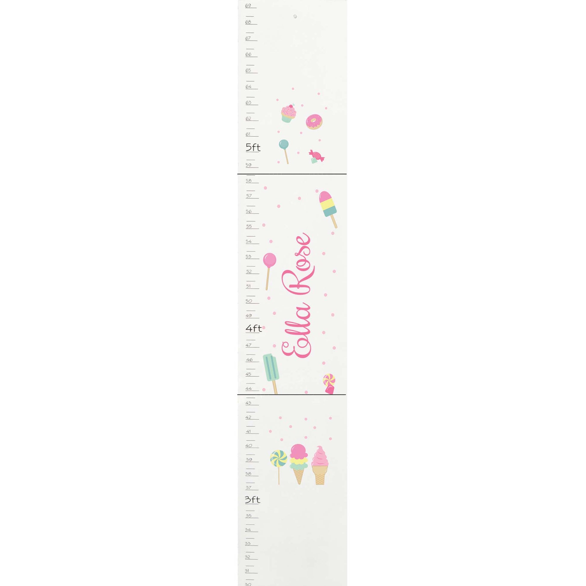 Personalized White Growth Chart With Strawberries Design