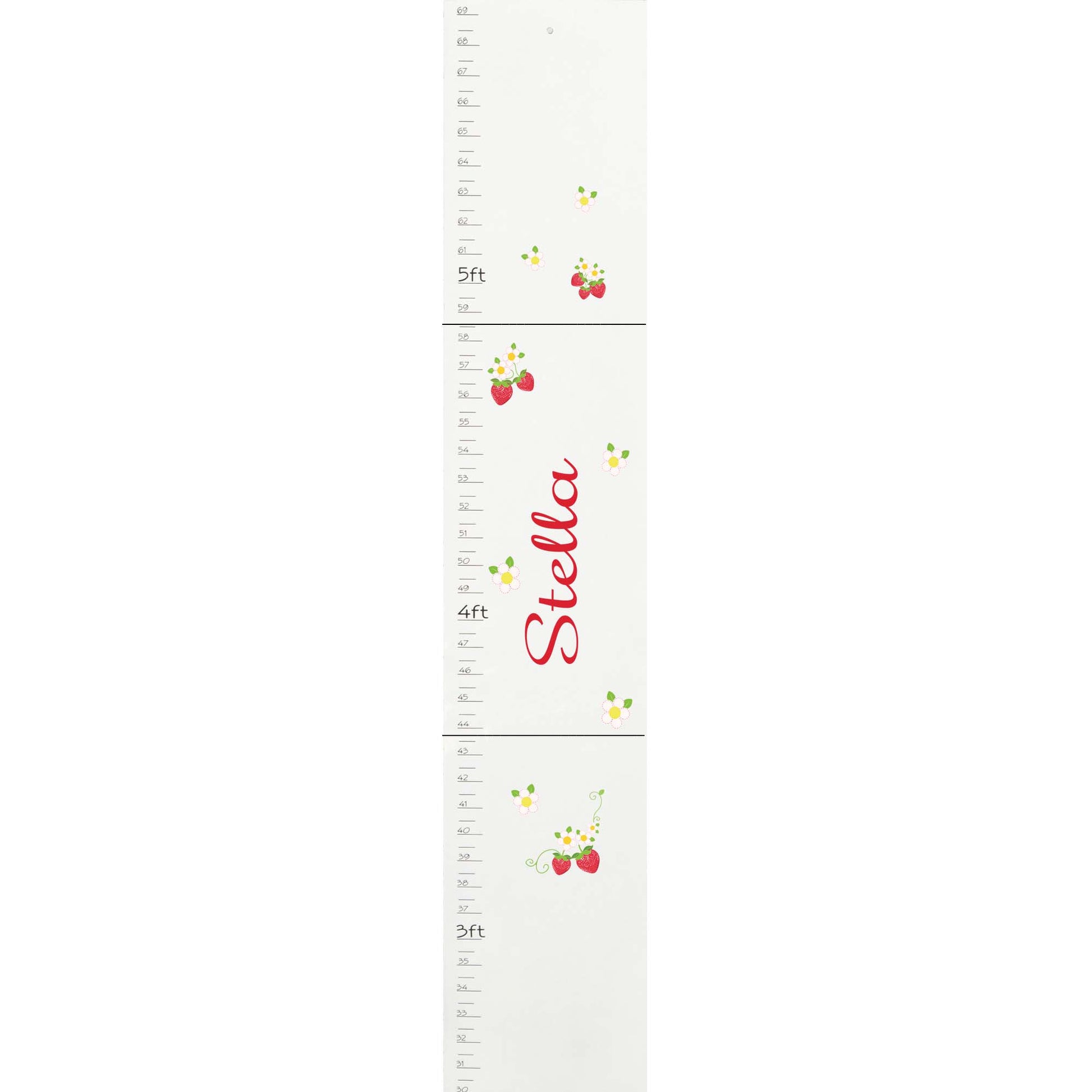 Personalized White Growth Chart With Strawberries Design