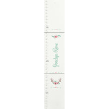 Personalized White Growth Chart With Floral Antlers Design
