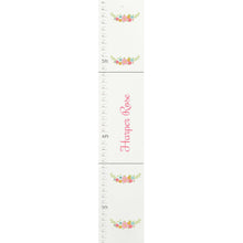 Personalized White Childrens Growth Chart with Spring Floral design