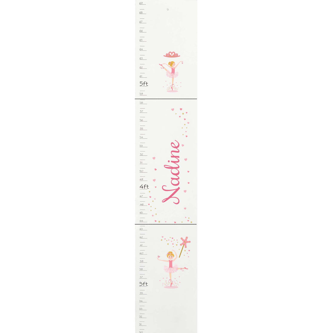 Personalized White Growth Chart With Ballerina Blonde Design