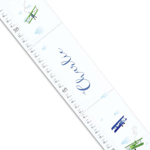 Personalized White air plane Growth Chart
