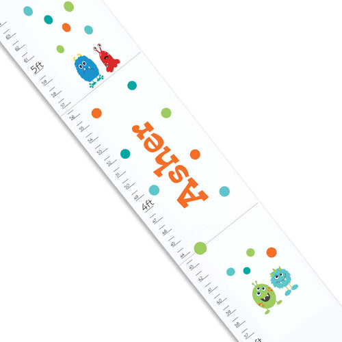 Personalized White Growth Chart With Monsters Design Design