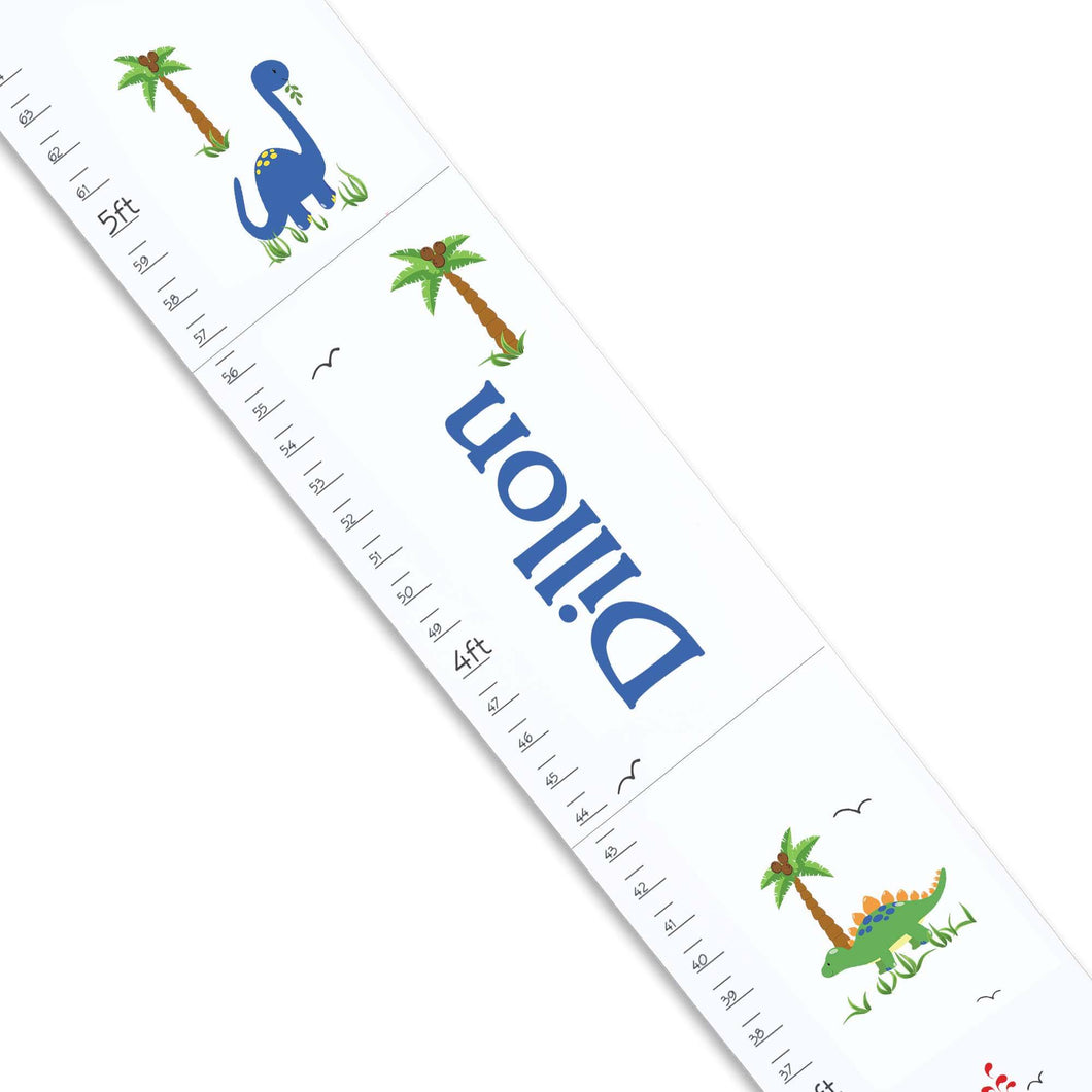 Personalized White dinosaur Growth Chart