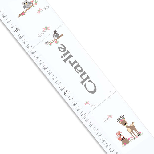 Personalized White Growth Chart With Woodland Gray Design