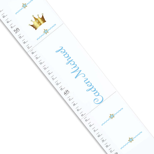 Personalized White Growth Chart With Crown Blue Design