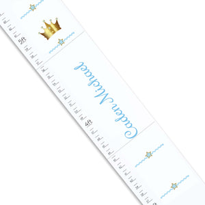 Personalized White Growth Chart With Crown Blue Design