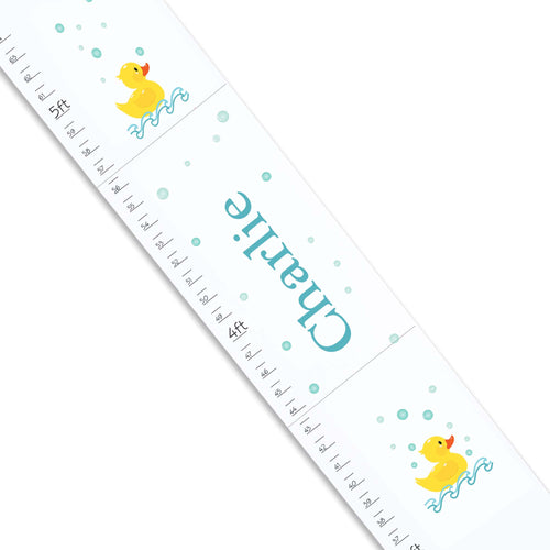 Personalized White Growth Chart With Rubber Ducky Design