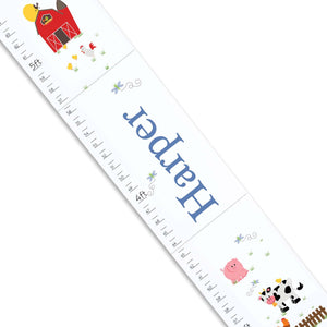 Personalized White Growth Chart With Barnyard Primary Design