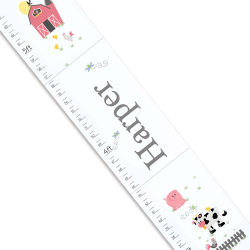 Personalized White Growth Chart With Barnyard Pastel Design