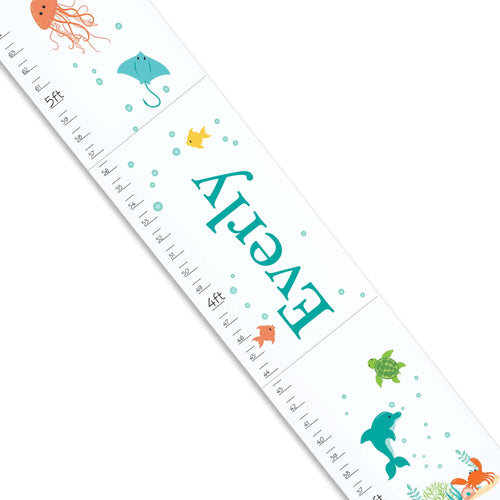 Personalized White Growth Chart With Under The Sea Design
