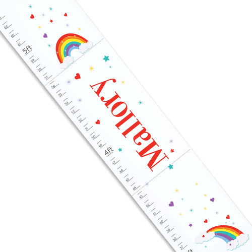 Personalized White Growth Chart With Rainbow Primary Design