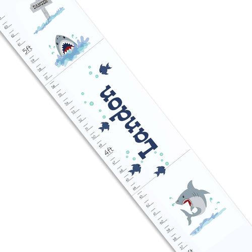 Personalized White Growth Chart With Shark Tank Design