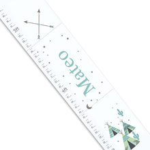 Personalized White Growth Chart With Teepee Aqua Mint 2 Design