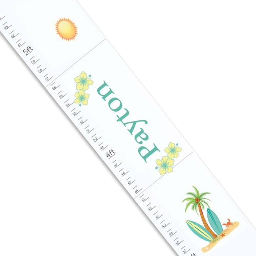 Personalized White surfboard Growth Chart
