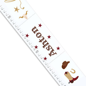 Personalized White Growth Chart cowboy