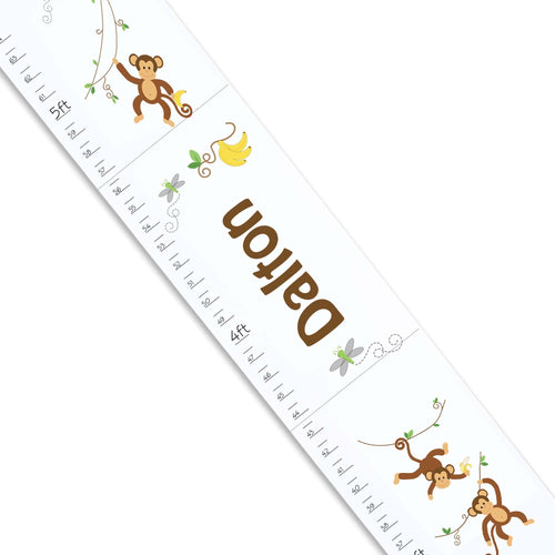 Personalized White Growth Chart With Monkey Boy Design