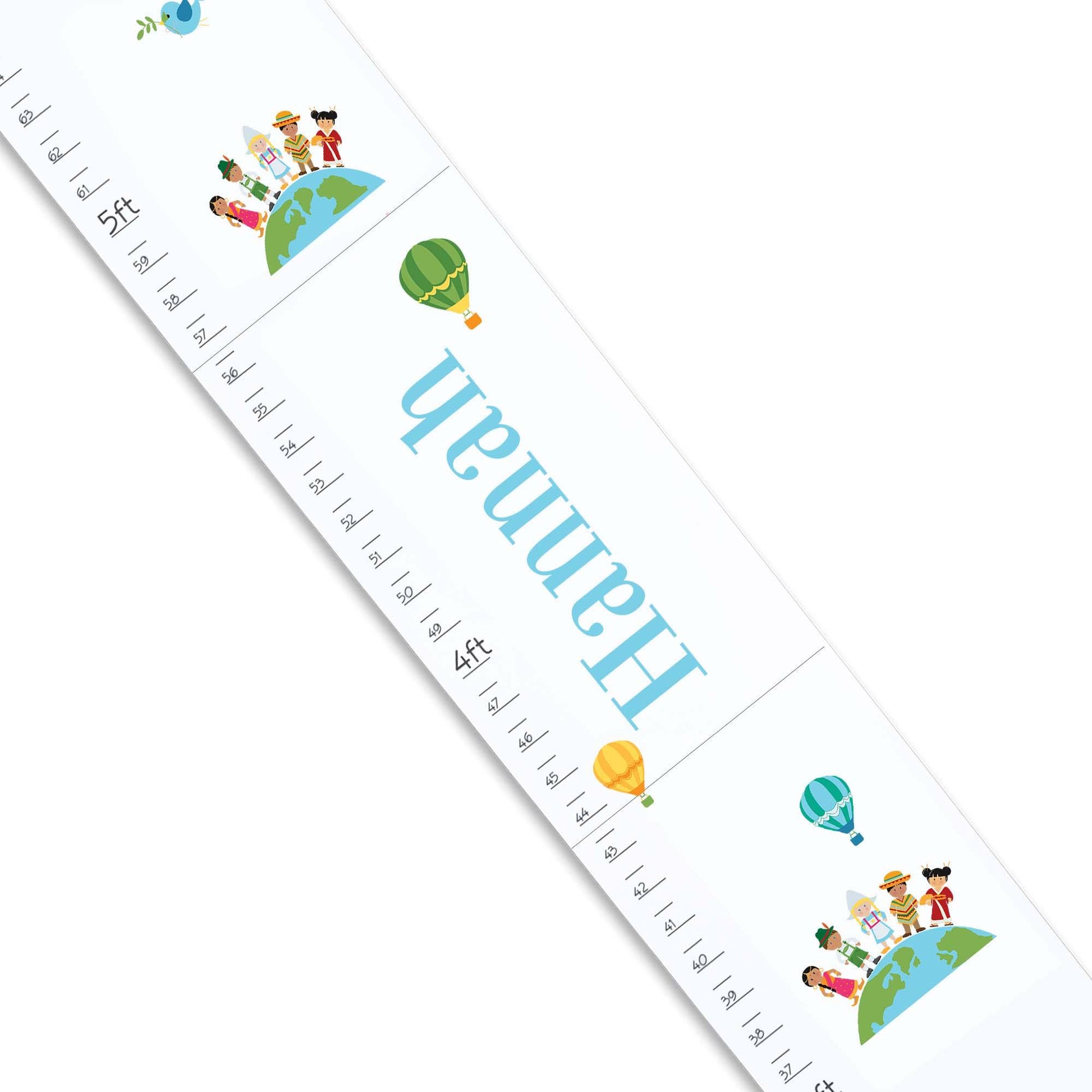Personalized White Growth Chart With Small World Design