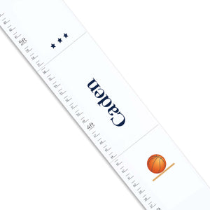 Personalized White Growth Chart With Basketball Design