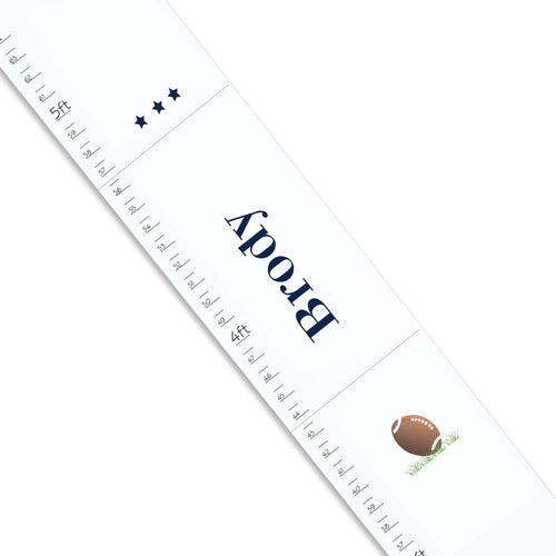 Personalized White Growth Chart With Football Design