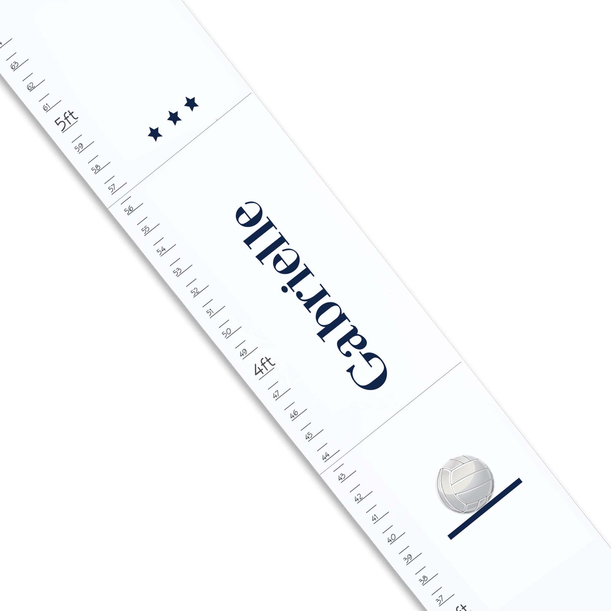 Personalized White Growth Chart With Volleyball Design