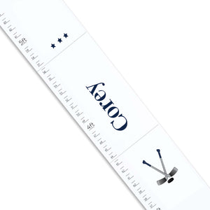 Personalized White Growth Chart With Ice Hockey Design