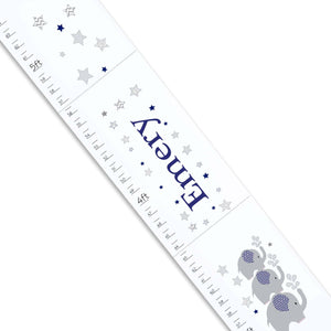 Personalized White Growth Chart With Elephant Navy Design