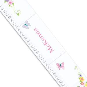 Personalized White Growth Chart With Butterfly Garland Pastel Design