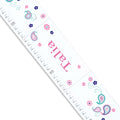 Personalized White Childrens Growth Chart with Paisley Teal and Pink design