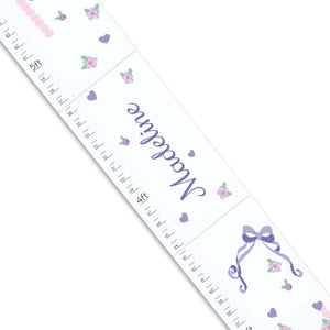 Personalized White Childrens Growth Chart with Lacey Bow design