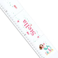 Personalized White Growth Chart With Mermaid Brunette Design