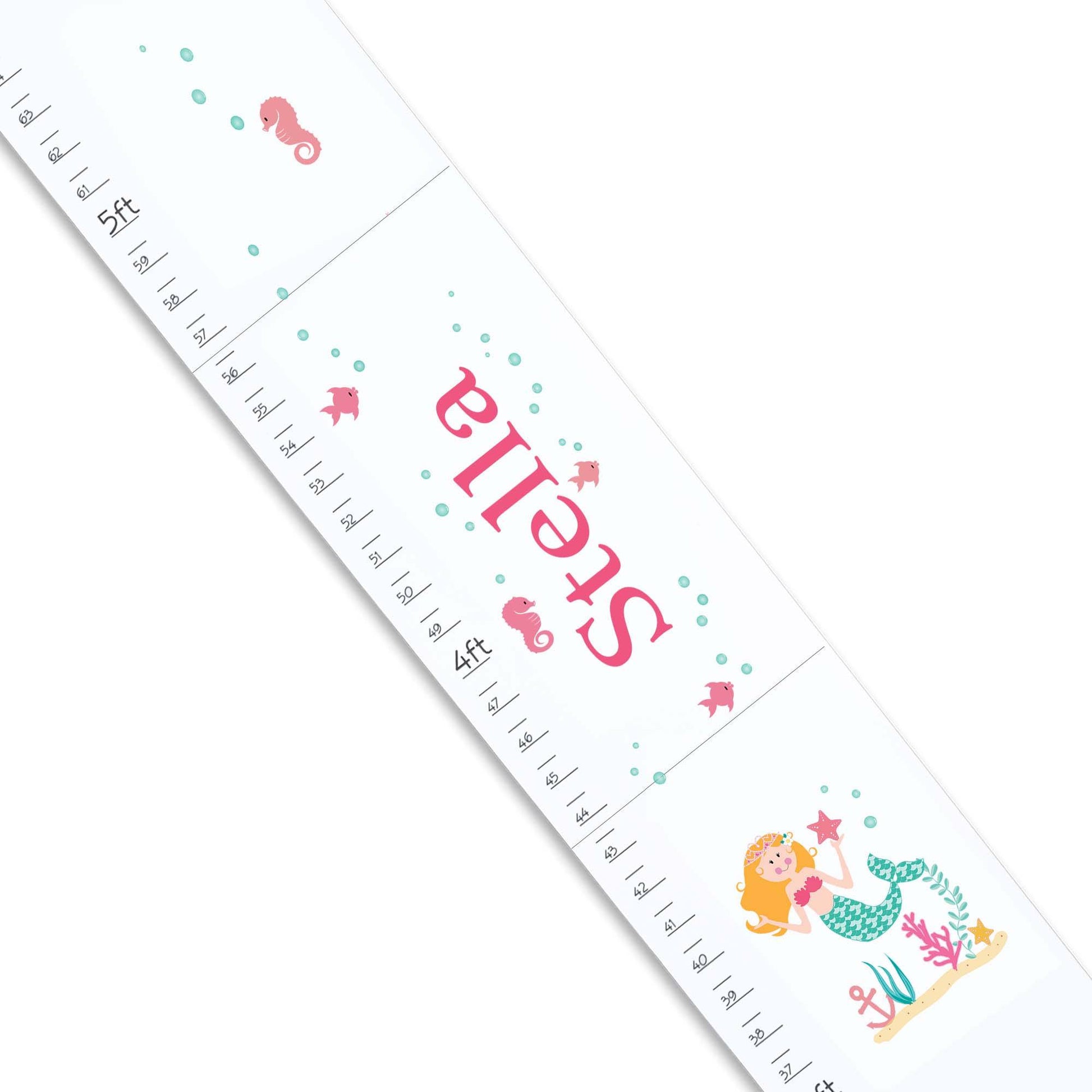 Personalized White Growth Chart With Mermaid Blonde Design