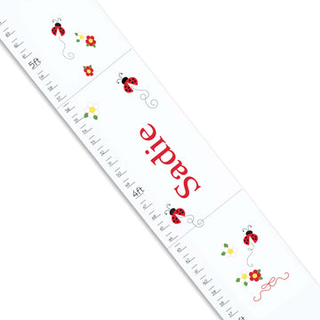 Personalized White Growth Chart With Red Ladybug Design