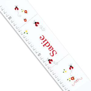 Personalized White Growth Chart With Red Ladybug Design
