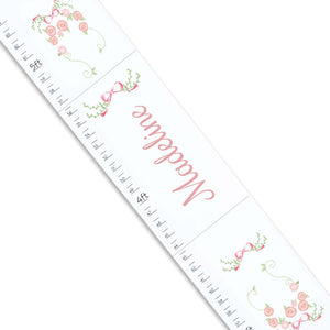Personalized White Growth Chart With Garland Pink Mint Blush Design