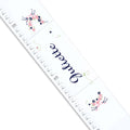 Personalized White Growth Chart With Navy Pink Floral Garland Design