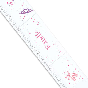 Personalized White Childrens Growth Chart with Ballet Princess design
