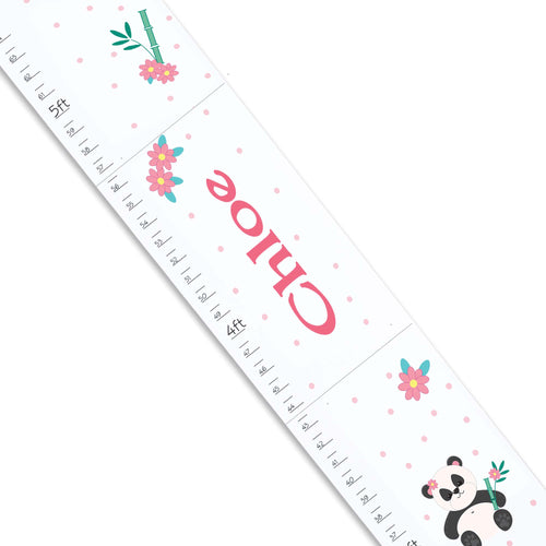 Personalized White Childrens Growth Chart with Panda Bear design
