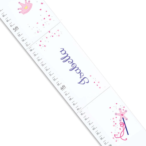 Personalized White Childrens Growth Chart with Fairy Princess design