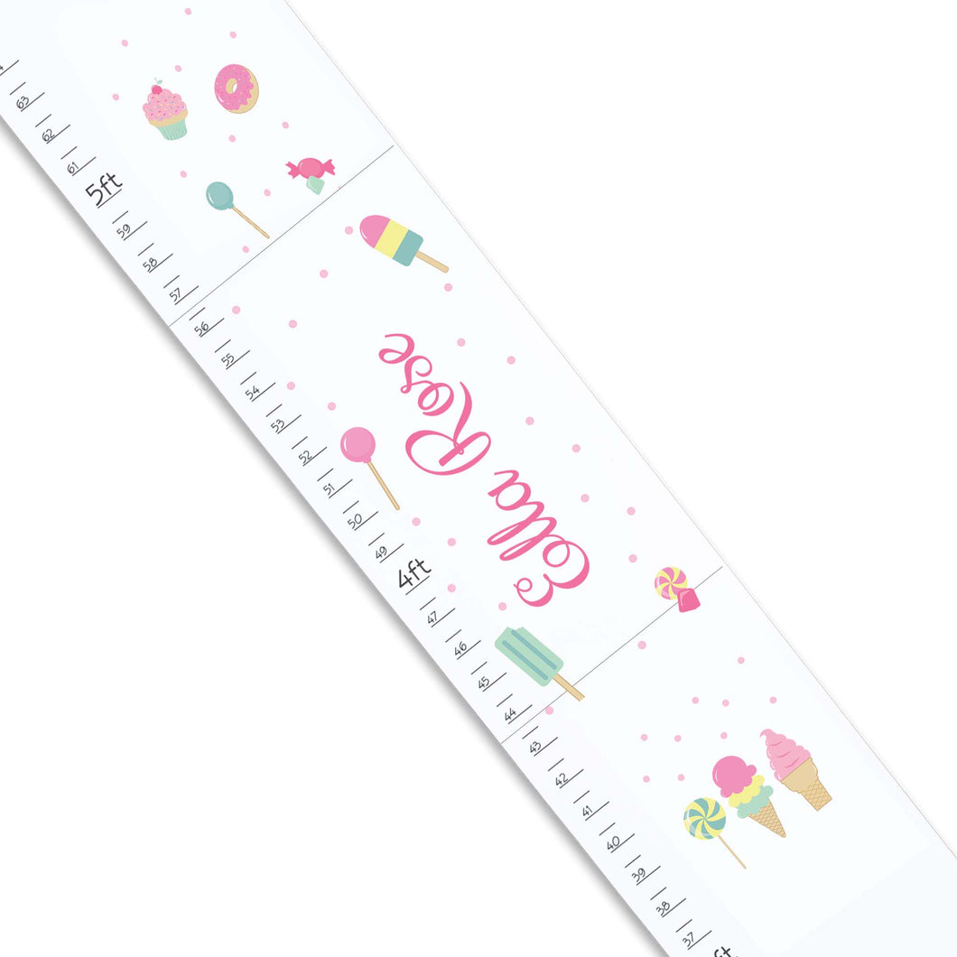 Personalized White Growth Chart With Sweet Treats Design