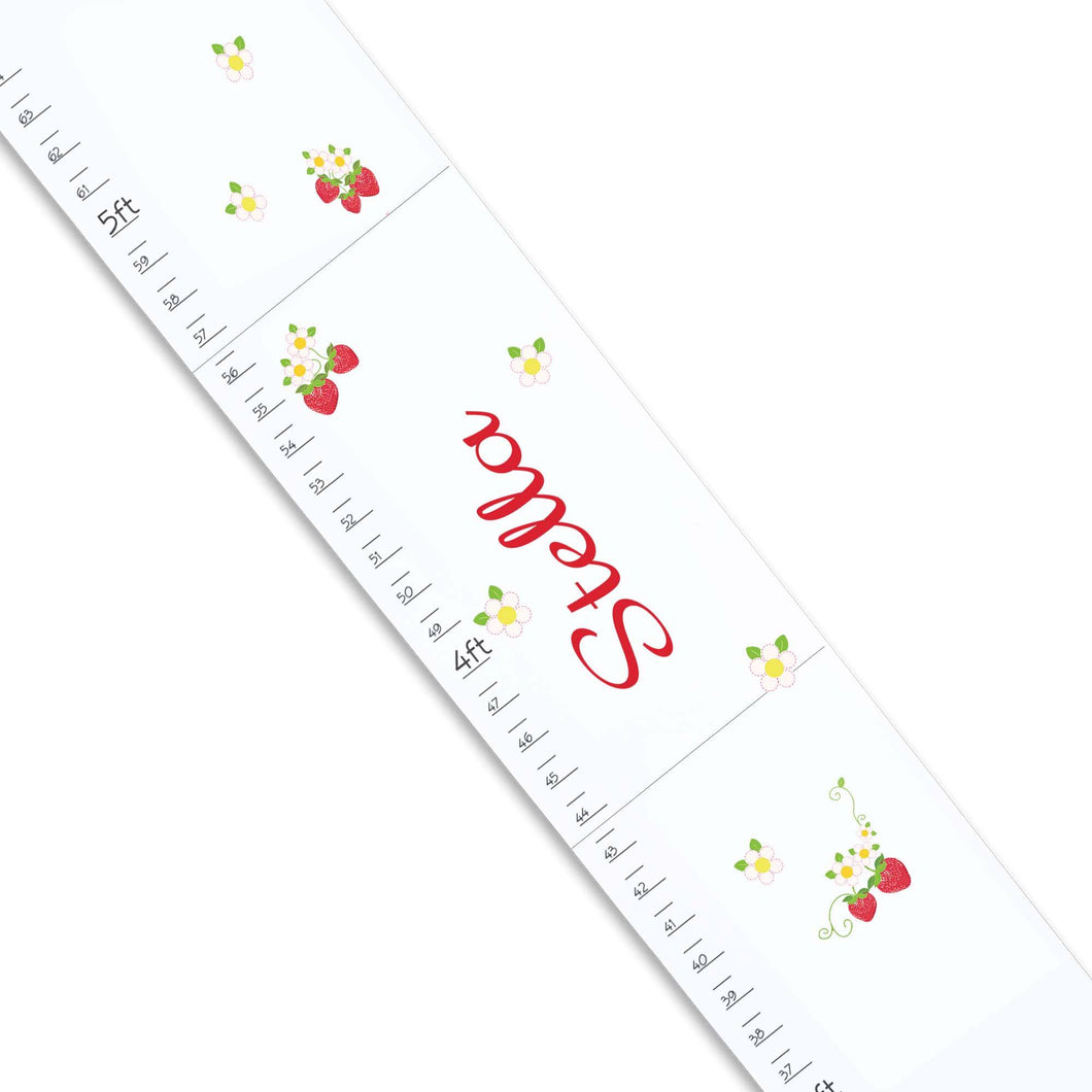 Personalized White Growth Chart With Strawberries Design