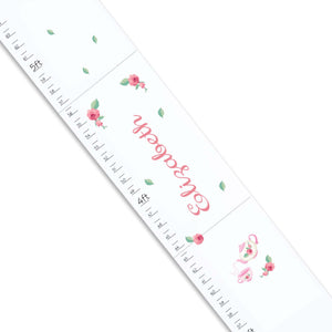 Personalized White Growth Chart With Tea Party Design
