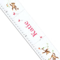 Personalized White Growth Chart With Monkey Girl Design