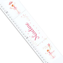 Personalized White Growth Chart With Ballerina Red Hair Design